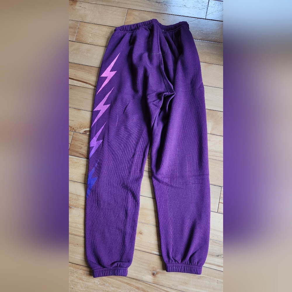 Aviator Nation Purple Joggers with Pink and Blue Lightning